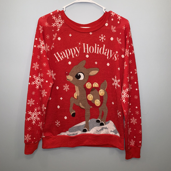"Happy Holidays" Rudolph Sweater - Picture 1 of 3